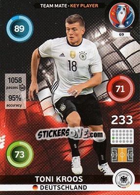 Sticker Toni Kroos - UEFA Euro France 2016. Adrenalyn XL n. 69 - Panini
