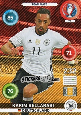 Sticker Karim Bellarabi - UEFA Euro France 2016. Adrenalyn XL n. 72 - Panini