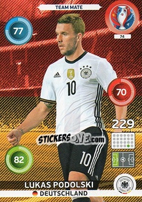 Sticker Lukas Podolski - UEFA Euro France 2016. Adrenalyn XL - Panini