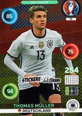 Sticker Thomas Müller - UEFA Euro France 2016. Adrenalyn XL n. 75 - Panini