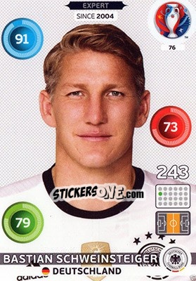 Sticker Bastian Schweinsteiger - UEFA Euro France 2016. Adrenalyn XL n. 76 - Panini