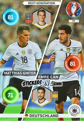 Sticker Matthias Ginter / Emre Can - UEFA Euro France 2016. Adrenalyn XL n. 77 - Panini