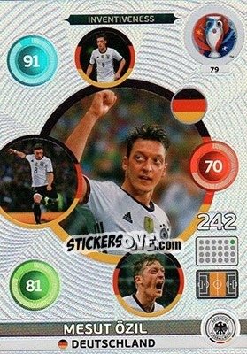 Sticker Mesut Özil - UEFA Euro France 2016. Adrenalyn XL n. 79 - Panini