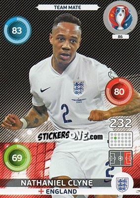 Sticker Nathaniel Clyne - UEFA Euro France 2016. Adrenalyn XL n. 86 - Panini