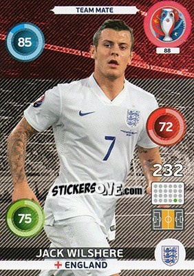 Sticker Jack Wilshere - UEFA Euro France 2016. Adrenalyn XL n. 88 - Panini