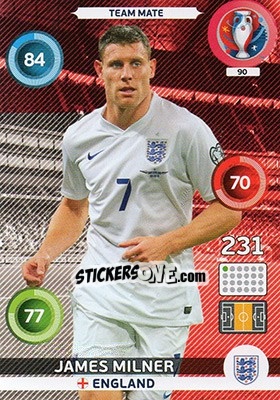 Sticker James Milner - UEFA Euro France 2016. Adrenalyn XL n. 90 - Panini