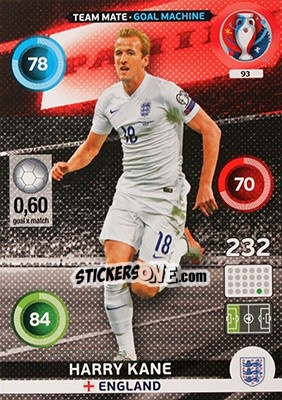 Sticker Harry Kane - UEFA Euro France 2016. Adrenalyn XL n. 93 - Panini