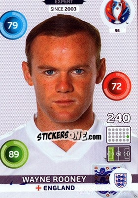 Sticker Wayne Rooney - UEFA Euro France 2016. Adrenalyn XL n. 95 - Panini