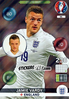 Sticker Jamie Vardy - UEFA Euro France 2016. Adrenalyn XL n. 96 - Panini