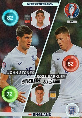Sticker John Stones / Ross Barkley - UEFA Euro France 2016. Adrenalyn XL - Panini