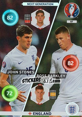 Sticker John Stones / Ross Barkley - UEFA Euro France 2016. Adrenalyn XL n. 97 - Panini