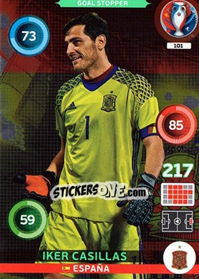 Sticker Iker Casillas - UEFA Euro France 2016. Adrenalyn XL n. 101 - Panini