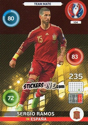 Sticker Sergio Ramos - UEFA Euro France 2016. Adrenalyn XL - Panini