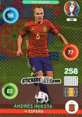 Sticker Andrés Iniesta - UEFA Euro France 2016. Adrenalyn XL - Panini