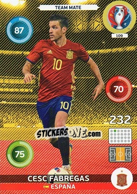 Sticker Cesc Fàbregas - UEFA Euro France 2016. Adrenalyn XL n. 109 - Panini