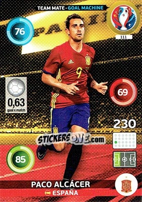 Sticker Paco Alcácer - UEFA Euro France 2016. Adrenalyn XL n. 111 - Panini