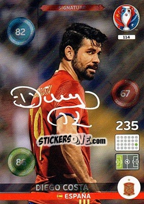 Sticker Diego Costa - UEFA Euro France 2016. Adrenalyn XL n. 114 - Panini