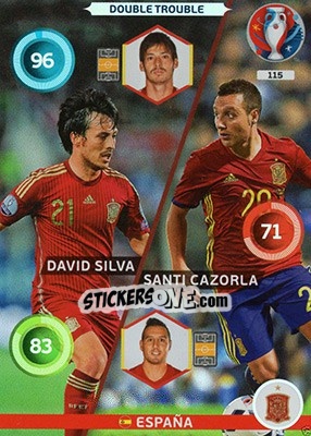 Sticker David Silva / Santi Cazorla - UEFA Euro France 2016. Adrenalyn XL n. 115 - Panini