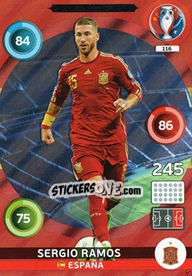 Sticker Sergio Ramos - UEFA Euro France 2016. Adrenalyn XL n. 116 - Panini