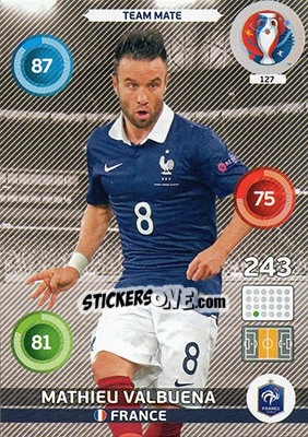 Cromo Mathieu Valbuena - UEFA Euro France 2016. Adrenalyn XL - Panini