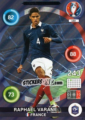 Sticker Raphaël Varane - UEFA Euro France 2016. Adrenalyn XL - Panini