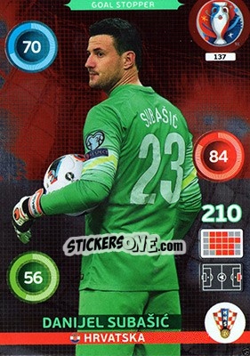 Sticker Danijel Subašic - UEFA Euro France 2016. Adrenalyn XL n. 137 - Panini
