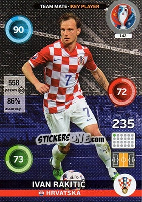 Sticker Ivan Rakitic - UEFA Euro France 2016. Adrenalyn XL n. 142 - Panini
