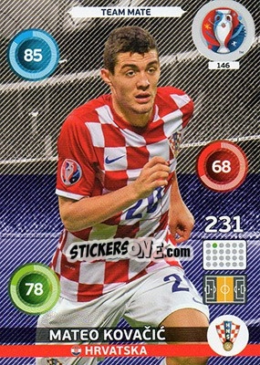 Sticker Mateo Kovacic - UEFA Euro France 2016. Adrenalyn XL n. 146 - Panini
