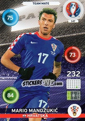 Sticker Mario Mandžukic - UEFA Euro France 2016. Adrenalyn XL n. 147 - Panini