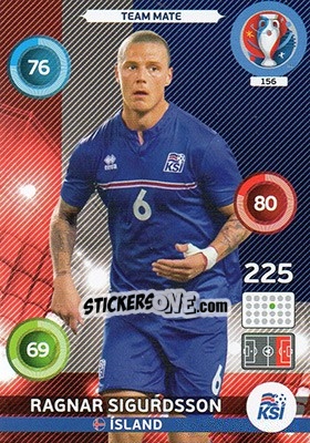 Sticker Ragnar Sigurdsson - UEFA Euro France 2016. Adrenalyn XL n. 156 - Panini