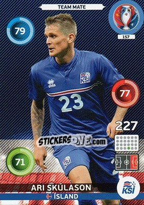 Sticker Ari Skúlason - UEFA Euro France 2016. Adrenalyn XL n. 157 - Panini