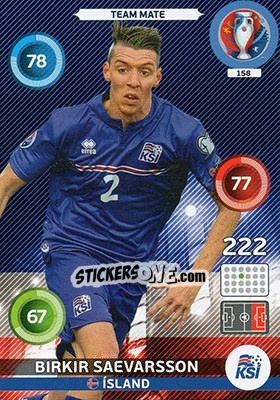 Sticker Birkir Sævarsson - UEFA Euro France 2016. Adrenalyn XL n. 158 - Panini