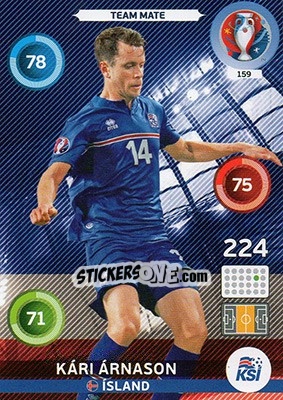 Sticker Kári Árnason - UEFA Euro France 2016. Adrenalyn XL n. 159 - Panini