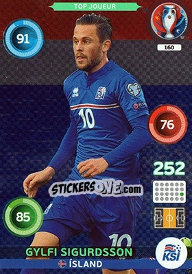 Sticker Gylfi Sigurdsson - UEFA Euro France 2016. Adrenalyn XL n. 160 - Panini