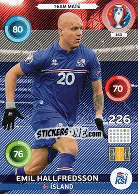 Sticker Emil Hallfredsson - UEFA Euro France 2016. Adrenalyn XL n. 163 - Panini