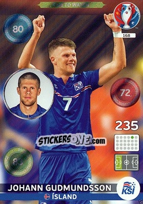 Sticker Jóhann Gudmundsson - UEFA Euro France 2016. Adrenalyn XL n. 168 - Panini