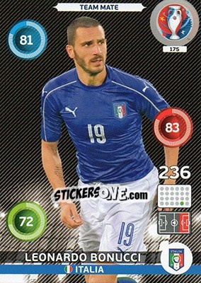 Sticker Leonardo Bonucci - UEFA Euro France 2016. Adrenalyn XL n. 175 - Panini