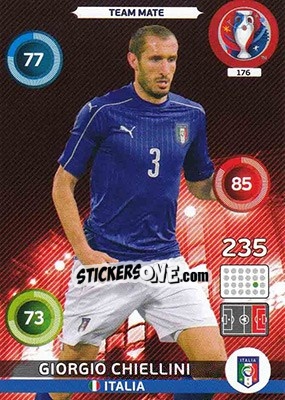 Sticker Giorgio Chiellini - UEFA Euro France 2016. Adrenalyn XL n. 176 - Panini