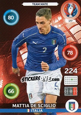 Figurina Mattia De Sciglio - UEFA Euro France 2016. Adrenalyn XL - Panini