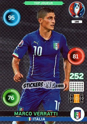 Sticker Marco Verratti - UEFA Euro France 2016. Adrenalyn XL n. 180 - Panini