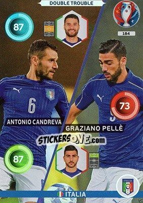 Sticker Antonio Candreva / Graziano Pellè - UEFA Euro France 2016. Adrenalyn XL n. 184 - Panini