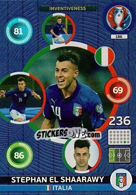 Sticker Stephan El Shaarawy - UEFA Euro France 2016. Adrenalyn XL n. 186 - Panini