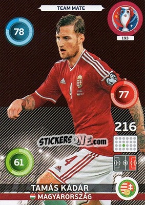 Sticker Tamás Kádár - UEFA Euro France 2016. Adrenalyn XL n. 193 - Panini