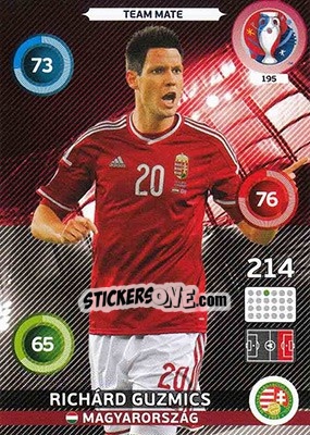 Sticker Richárd Guzmics - UEFA Euro France 2016. Adrenalyn XL n. 195 - Panini