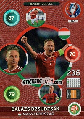 Sticker Balázs Dzsudzsák - UEFA Euro France 2016. Adrenalyn XL n. 205 - Panini