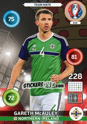 Sticker Gareth McAuley - UEFA Euro France 2016. Adrenalyn XL n. 210 - Panini