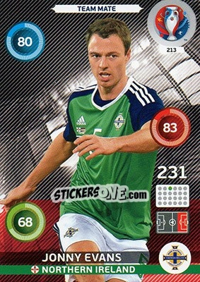 Sticker Jonny Evans - UEFA Euro France 2016. Adrenalyn XL n. 213 - Panini
