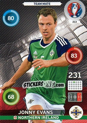 Sticker Jonny Evans - UEFA Euro France 2016. Adrenalyn XL - Panini