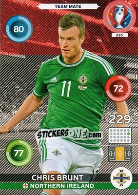 Sticker Chris Brunt - UEFA Euro France 2016. Adrenalyn XL n. 215 - Panini
