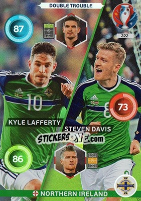 Sticker Steven Davis / Kyle Lafferty - UEFA Euro France 2016. Adrenalyn XL n. 222 - Panini